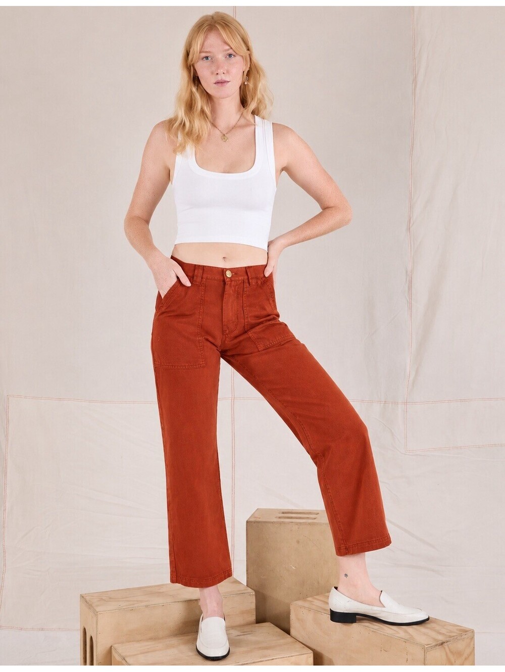 Big Bud Press Cotton Canvas Work Pants Burnt Terracotta Women’s Sz XXS